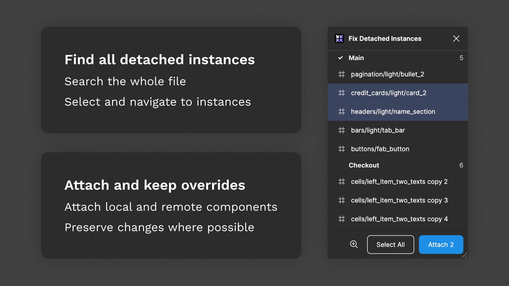 Fix Detached Instances plugin features and window